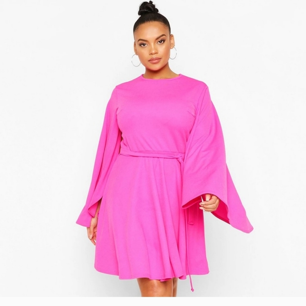 Plus Split Sleeve Skater Dress